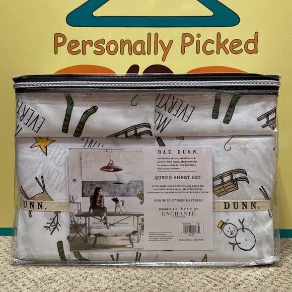 Rae Dunn MERRY EVERYTHING Queen Sheet Set - Picture 2 of 4